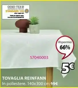 JYSK Tovaglia reinfann 140x300 bianco offerta