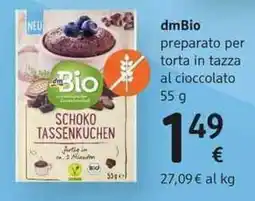 dm drogerie markt dmBio preparato per torta in tazza al cioccolato offerta