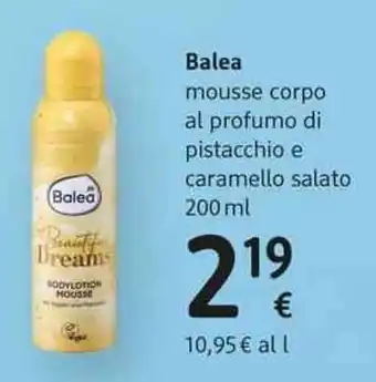 Balea mousse corpo al profumo di pistacchio e caramello salato