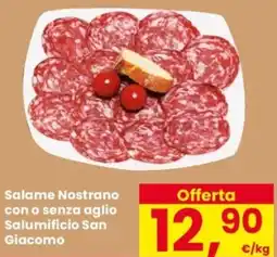 Despar Salame Nostrano con o senza aglio Salumificio San Giacomo offerta