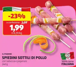 ALDI Il podere spiedini sottili di pollo offerta