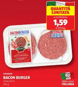 ALDI Amadori bacon burger di tacchino offerta