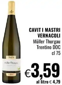 Famila CAVIT I MASTRI VERNACOLI Müller Thurgau Trentino DOC offerta