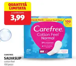 ALDI CAREFREE Salvaslip cotton feel 100 pezzi offerta