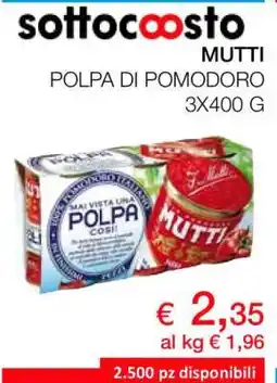 Coop MUTTI POLPA DI POMODORO 3X400 G offerta