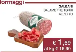 Coop GALBANI SALAME TRE TORRI ALL’ETTO offerta