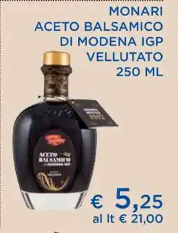Coop MONARI ACETO BALSAMICO DI MODENA IGP VELLUTATO 250 ML offerta