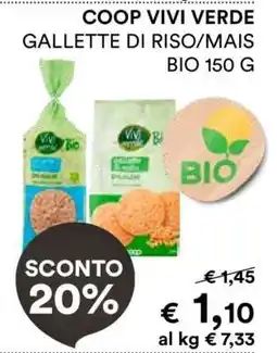 Coop COOP VIVI VERDE GALLETTE DI RISO/MAIS BIO 150 G offerta