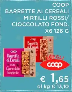 Coop COOP BARRETTE AI CEREALI MIRTILLI ROSSI/CIOCCOLATO FOND offerta
