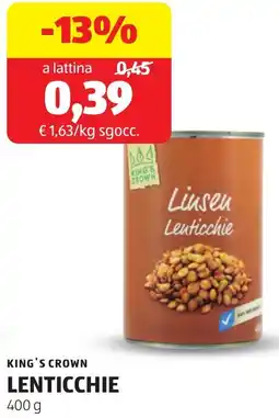 ALDI King's crown lenticchie offerta