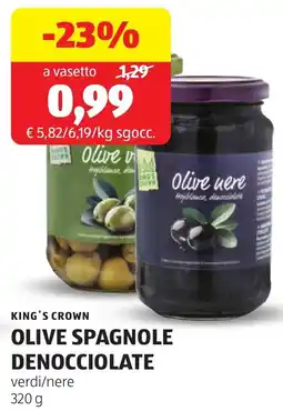 ALDI King's crown olive spagnole denocciolate offerta