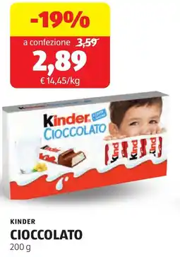 ALDI Kinder cioccolato offerta