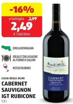 ALDI Casa degli olmi cabernet sauvignon IGT rubicone offerta