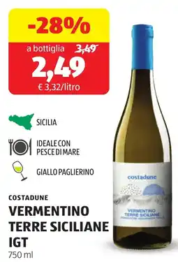 ALDI Costadune vermentino terre siciliane IGT offerta