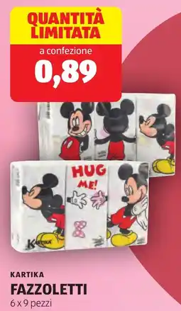ALDI Kartika fazzoletti 6x9 pezzi offerta