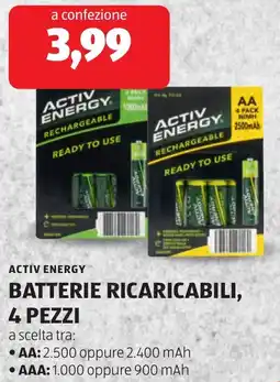 ALDI Activ energy batterie ricaricabili, 4 pezzi offerta