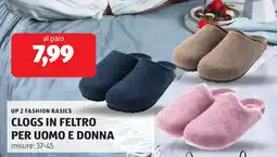 ALDI Up 2 fashion basics clogs in feltro per uomo e donna offerta