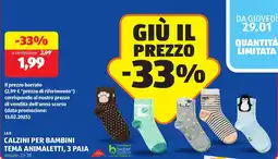 ALDI L&D Calzini per bambini tema animaletti, 3 paia offerta