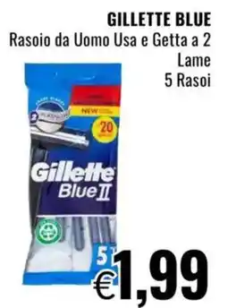 Famila GILLETTE BLUE Rasoio da Uomo Usa e Getta a 2 Lame 5 Rasoi offerta
