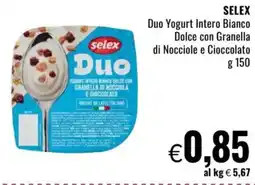 Famila SELEX Duo Yogurt Intero Bianco Dolce con Granella di Nocciole e Cioccolato offerta