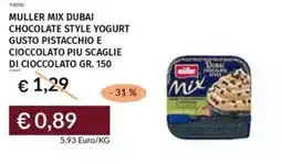 Prezzemolo e Vitale Muller mix dubai chocolate style yogurt gusto pistacchio e cioccolato piu scaglie di cioccolato offerta