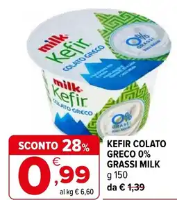 Iperal Kefir colato greco 0% grassi milk offerta