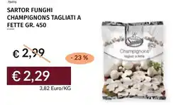 Prezzemolo e Vitale Sartor funghi champignons tagliati a fette offerta