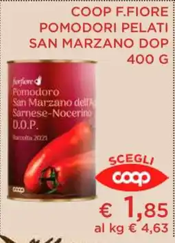 Coop COOP F.FIORE POMODORI PELATI SAN MARZANO DOP 400 G offerta