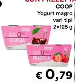 Coop COOP Yogurt magro vari tipi offerta