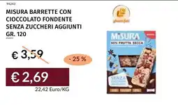 Prezzemolo e Vitale Misura barrette con cioccolato fondente senza zuccheri aggiunti offerta