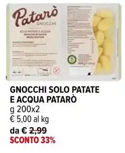Iperal Gnocchi solo patate e acqua PATARÒ offerta