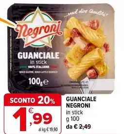 Iperal Guanciale NEGRONI in stick offerta