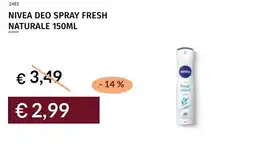 Prezzemolo e Vitale Nivea deo spray fresh naturale offerta