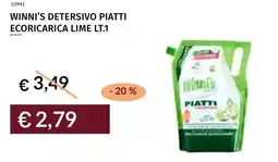 Prezzemolo e Vitale Winni's detersivo piatti ecoricarica lime offerta