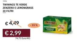 Prezzemolo e Vitale Twinings te verde zenzero e lemongrass 20 filtri offerta