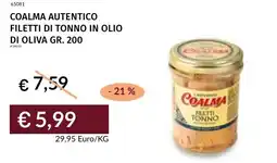 Prezzemolo e Vitale Coalma autentico filetti di tonno in olio di oliva offerta
