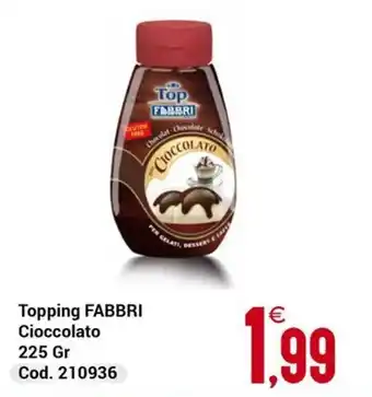 Centro Cash Topping FABBRI Cioccolato offerta