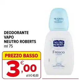 Iperal Deodorante vapo NEUTRO ROBERTS offerta