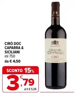 Iperal Cirò doc caparra & siciliani offerta