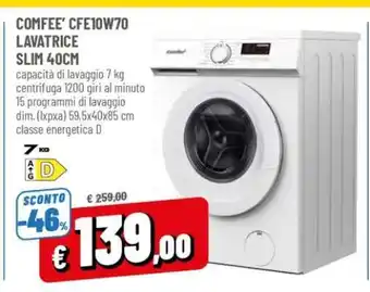 COMFEE' CFE10W70 LAVATRICE SLIM 40CM