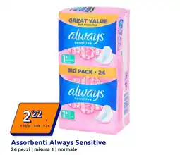Action Assorbenti Always Sensitive offerta