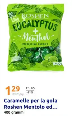 Action Caramelle per la gola Roshen Mentolo ed offerta