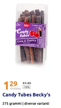 Action Candy Tubes Becky's offerta