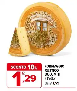 Iperal Formaggio rustico dolomiti offerta