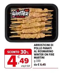 Iperal Arrosticini di pollo panati al rosmarino winter on fire martini offerta