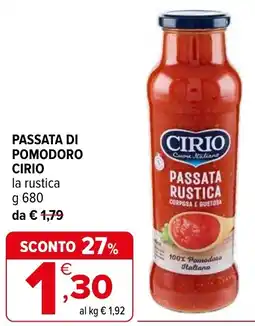 Iperal Passata di pomodoro CIRIO la rustica offerta