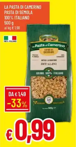 IperFamila La pasta di camerino pasta di semola 100% italiano offerta