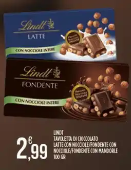 Euroesse Lindt tavoletta di cioccolato latte con nocciole/fondente con nocciole/fondente con mandorle offerta