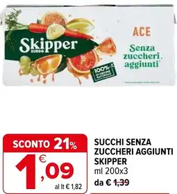 Iperal Succhi senza zuccheri aggiunti SKIPPER offerta