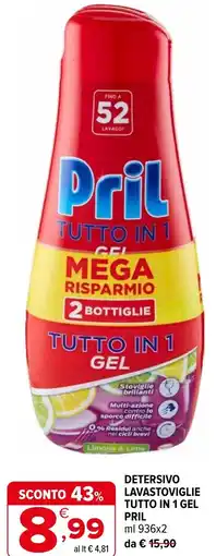 Iperal Detersivo lavastoviglie tutto in 1 gel PRIL offerta